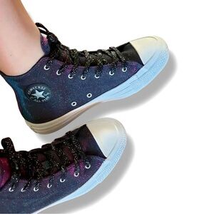 Converse High Top Sneakers CTAS Glittery Metallic Trendy Laser Casual Sneaker